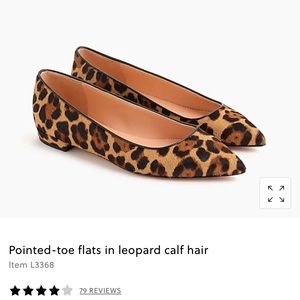 J. Crew pointed-toe flats in leopard calf hair, 9.5. Barely worn. Bag included